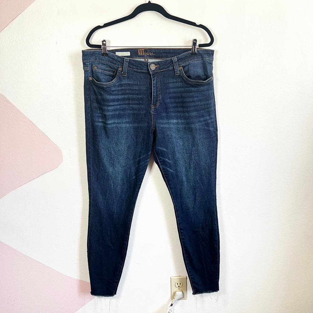 Kut From The Kloth Jeans Women's 16 Blue Carlo Ankle Skinny Fray Raw Hem